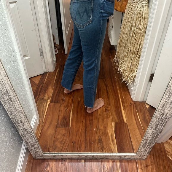 MOTHER Indigo Straight Leg Jeans tripper ankle fray 26 - Picture 6 of 13